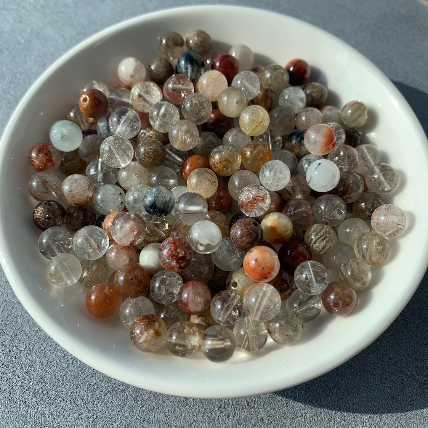 Rainbow Rutile Symbiosis Garden Quartz bead 144pcs _7mm/1bowl (VIP109)