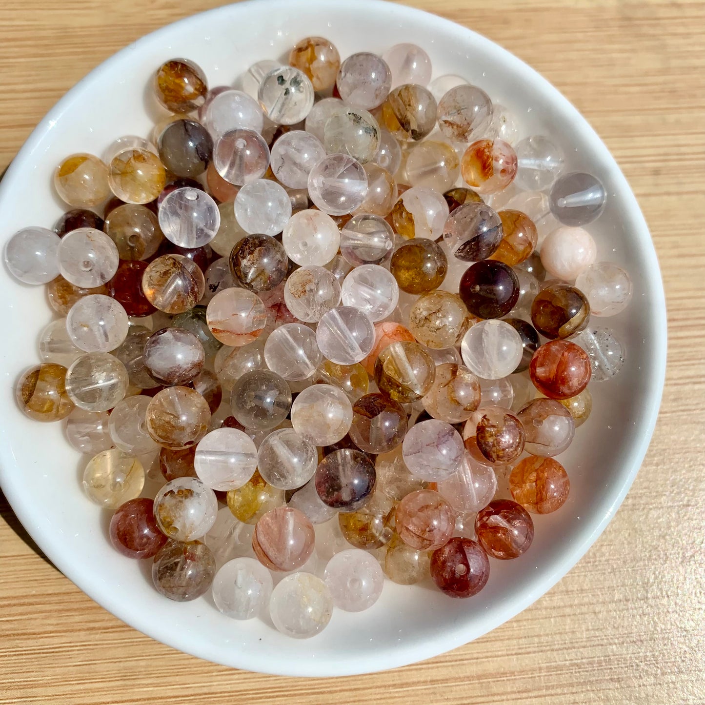 Fire quartz and golden healer bead 132pcs_ 1 bowl 8mm(NAT29)