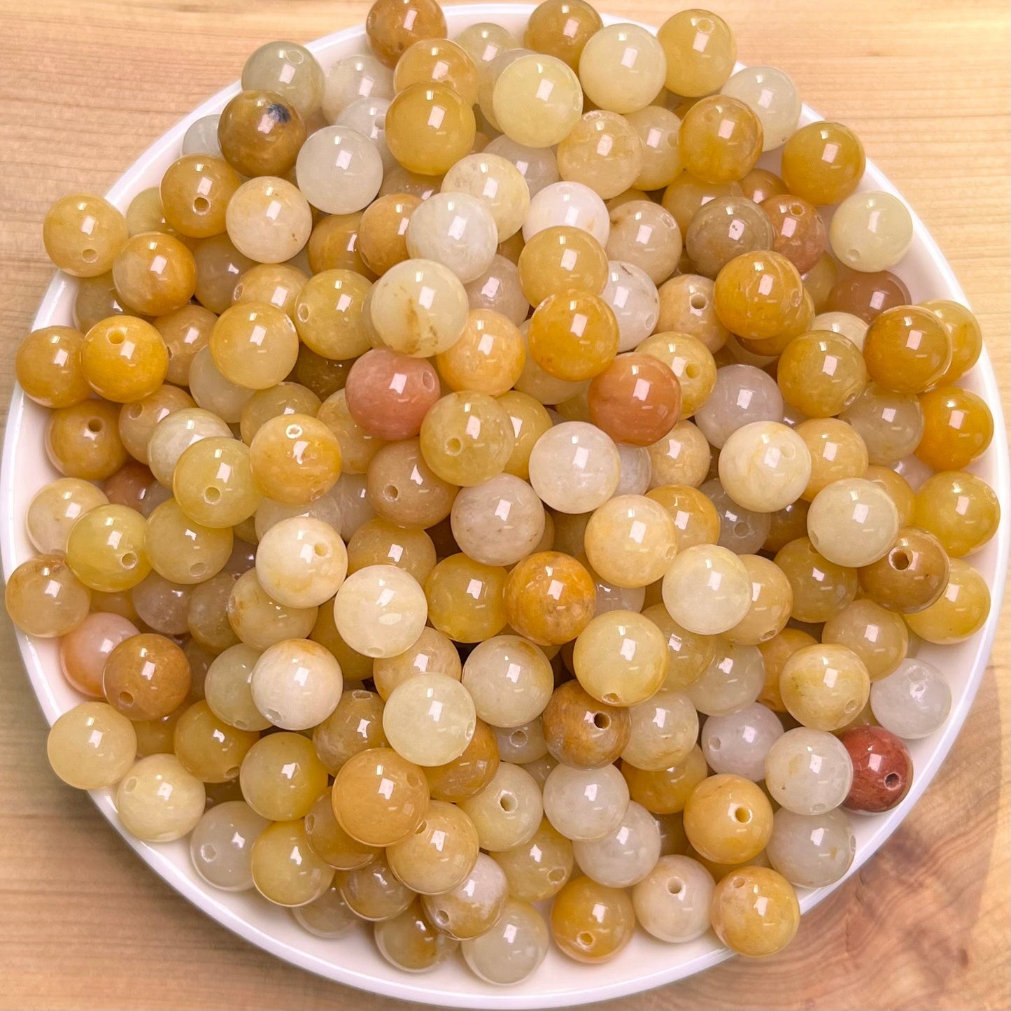 Golden Lace Jade BUY 1 GET 1 FREE bead 132pcs_ 8mm 1 bowl(BOGO11)