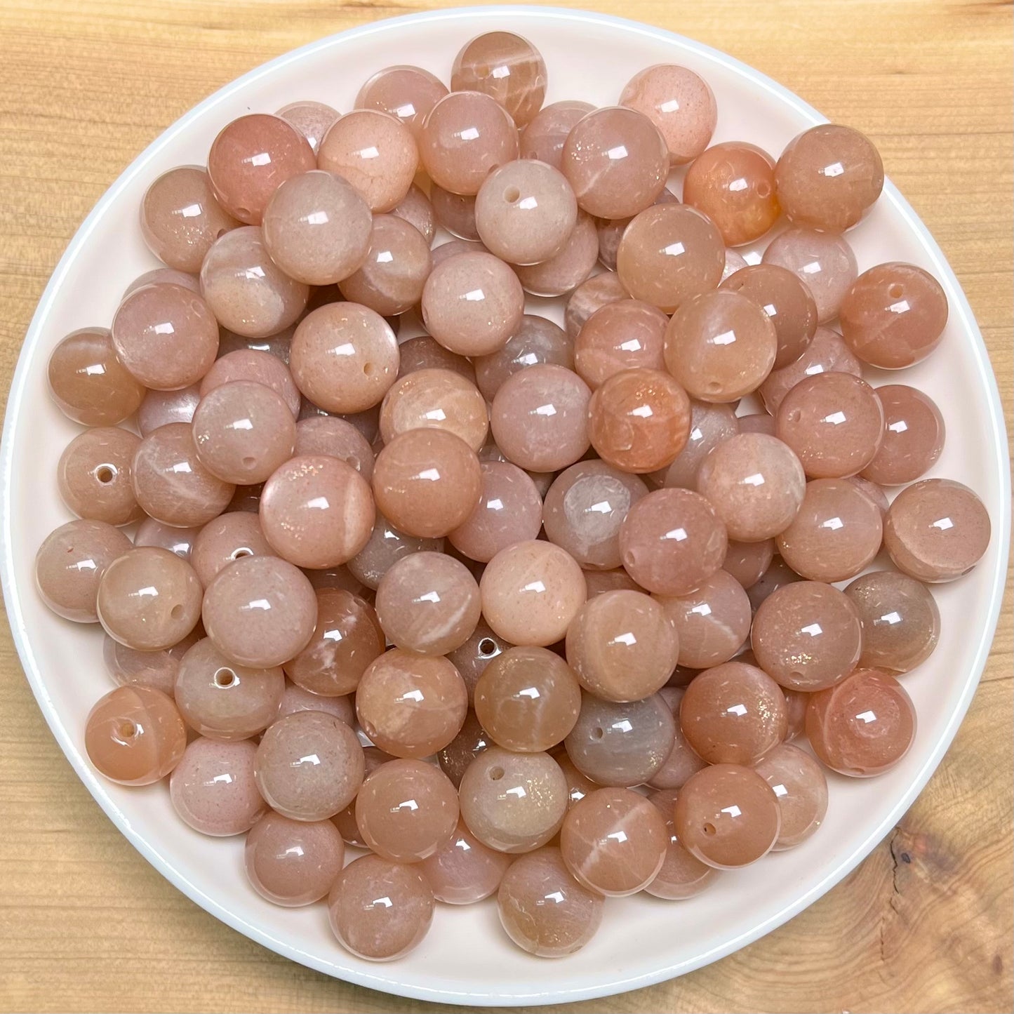 Peach moonstone bead 108pcs_ 1 bowl 10mm(VIP35)