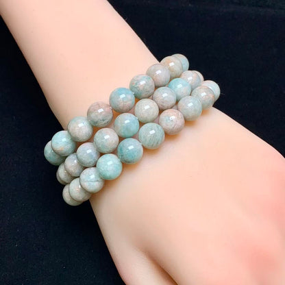Amazonite symbiosis pink sakura rain rhodonited bracelet 9mm 1pc (SL941）