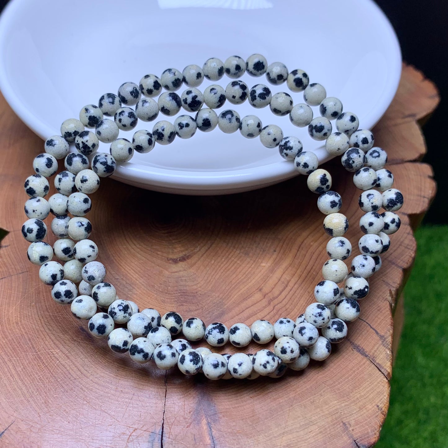 Dalmatian Jasper 3circle bracelet 4mm 1pc (SL746)