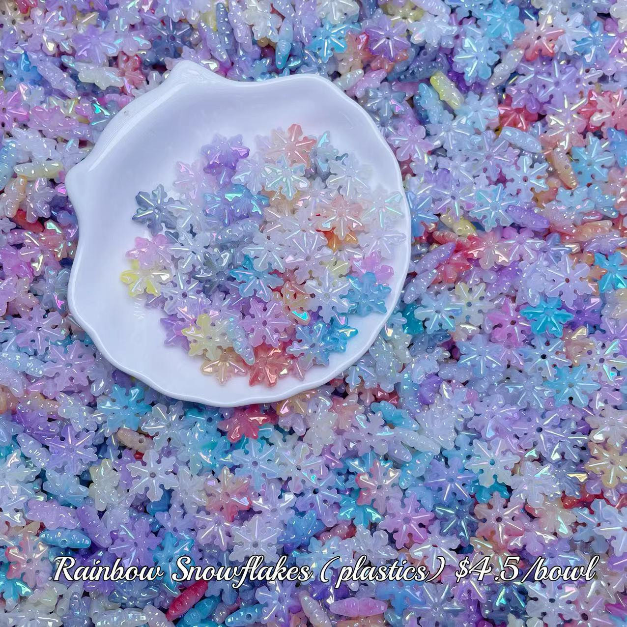 Rainbow Snowflake plastics bead 132pcs _ 1 bowl(CSM10)