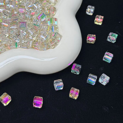 Amorous Golden Pink Cube Glass Beads 7mm (GL 9)