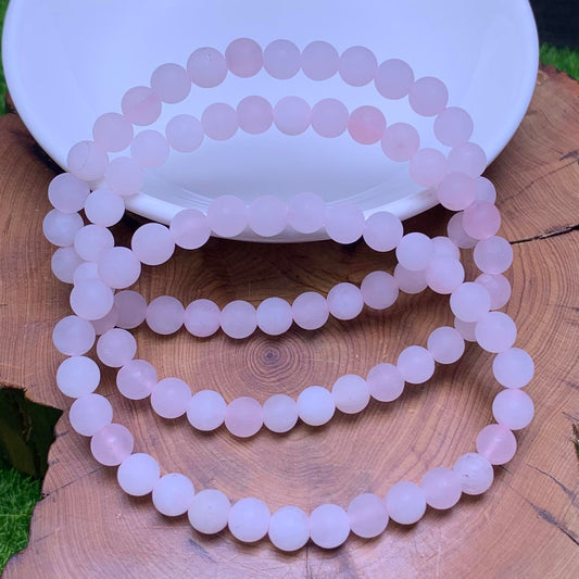 Matt Rose Quartz bracelet 6mm 1pc(SL40)