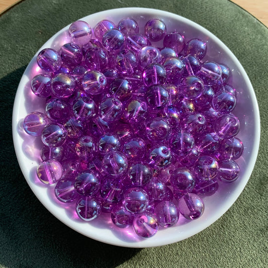 Aura Glass Purple Mermaid Bubble 10MM BOGO 108pcs/bow——BUY 1 GET 1 FREE bead （BOGO104)