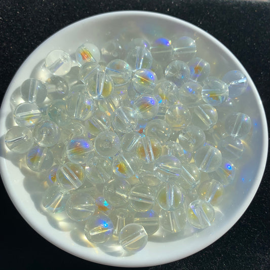 Aura Glass Clear Blue 10MM BOGO 108pcs/bow——BUY 1 GET 1 FREE bead （BOGO107)