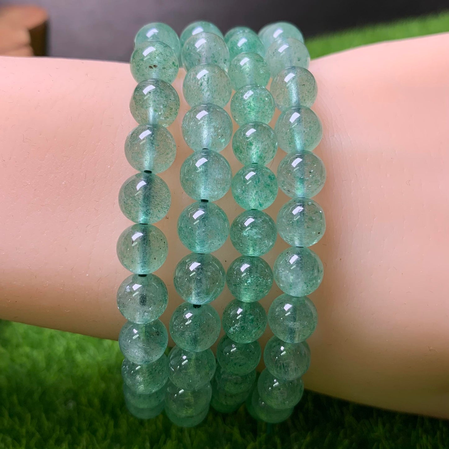 (HQ)Green Strawberry Quartz bracelet 7mm 1pc(SL83)