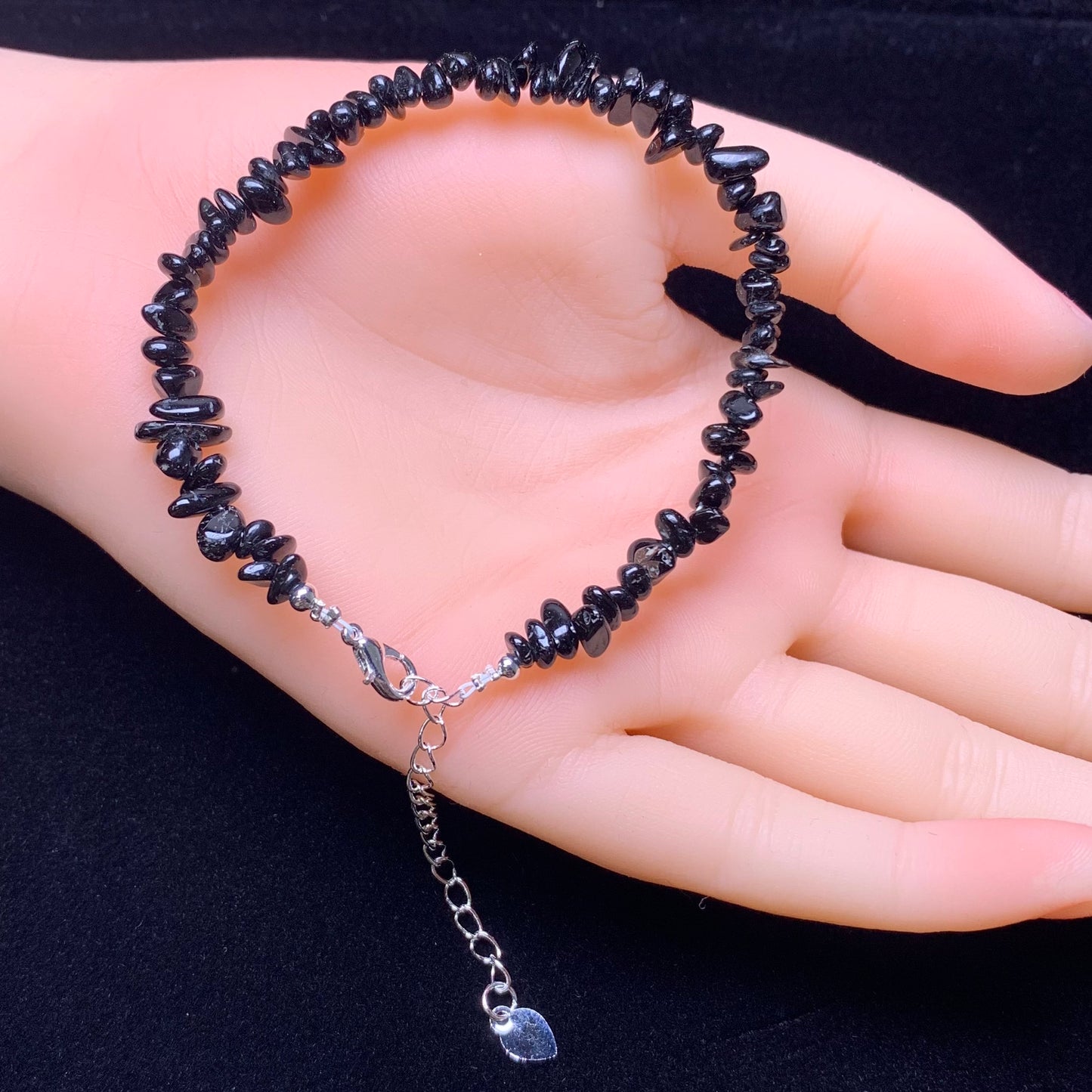 Black tourmaline chip bracelet 1pc(SL858)