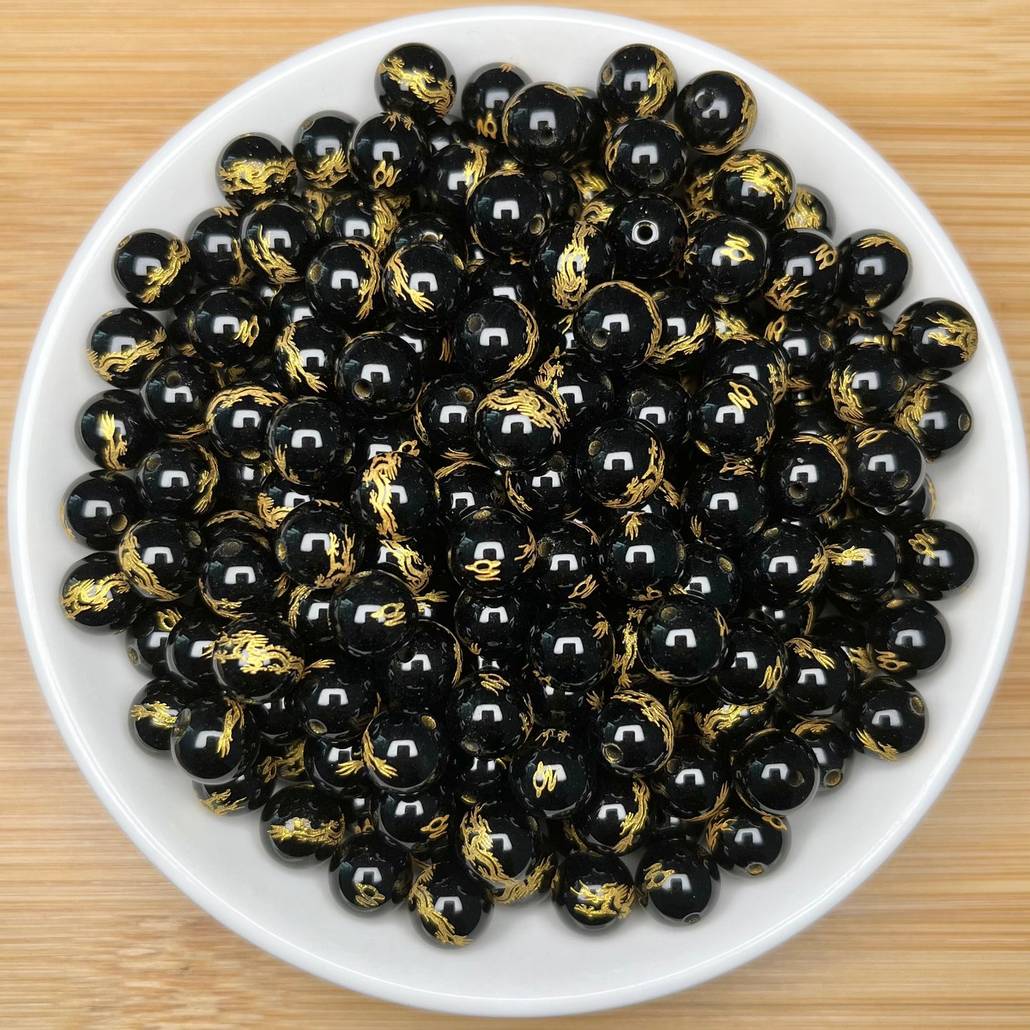 Dragon black onyx bead 132pcs_ 1 bowl 8mm(AGA39)