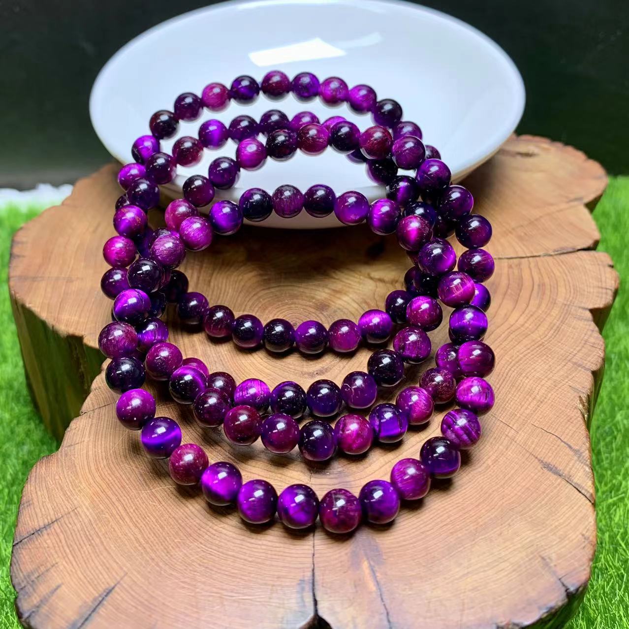 Purple tiger eye (dyed) bracelet 6mm 1pc (SL932)