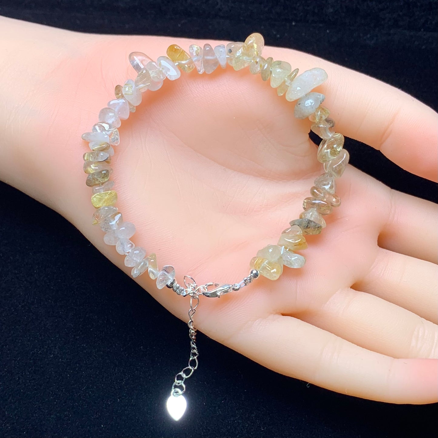 Rutilated quartz chip bracelet 1pc(SL862)