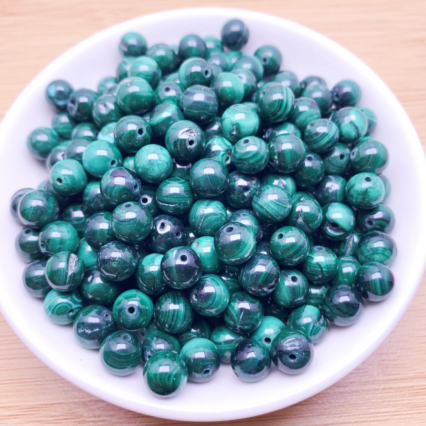 Malachite bead 132pcs_ 1 bowl 8mm(VIP71)