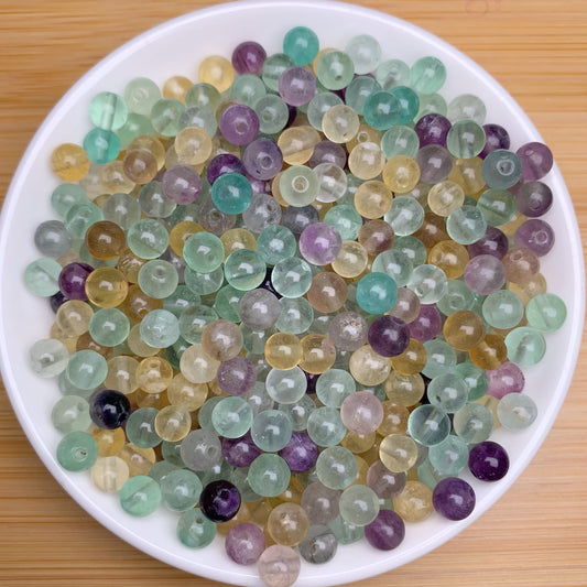 Rainbow fluorite bead 168pcs_ 1 bowl 6mm(SIX48)