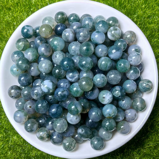 Moss agate bead 132pcs_ 1 bowl 8mm(VIP48)