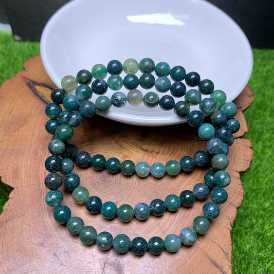 Moss agate bracelet 6mm 1pc(SL161)