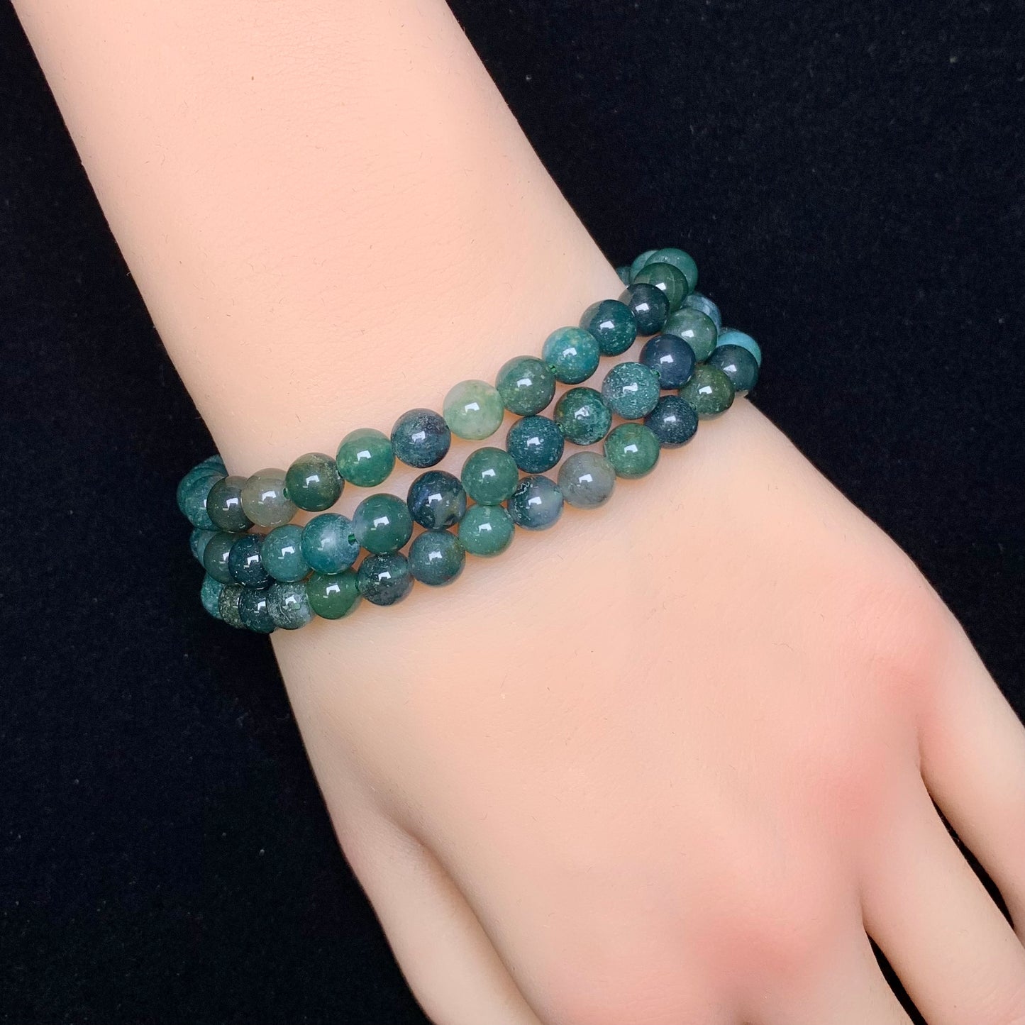 Moss agate bracelet 6mm 1pc(SL161)