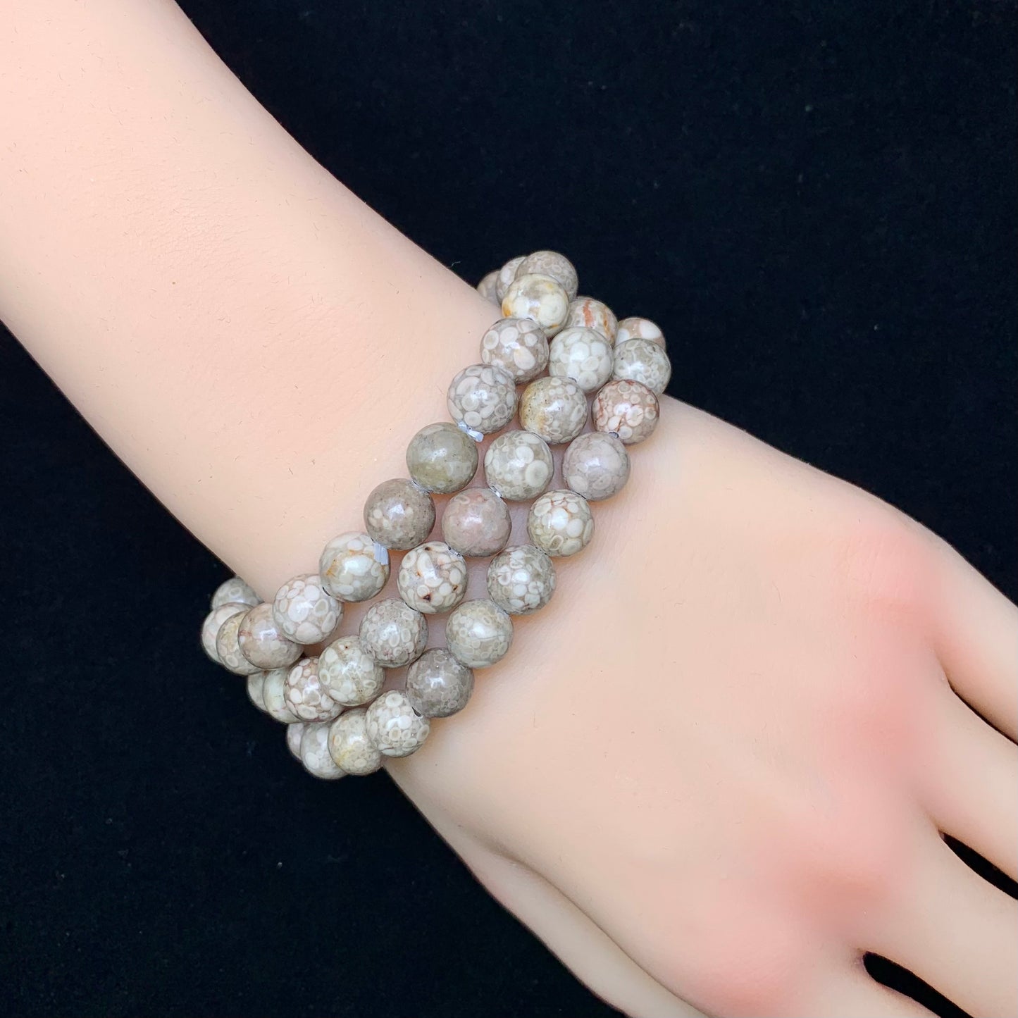 Grey Crinoid Fossil bracelet 8mm 1pc(SL167)