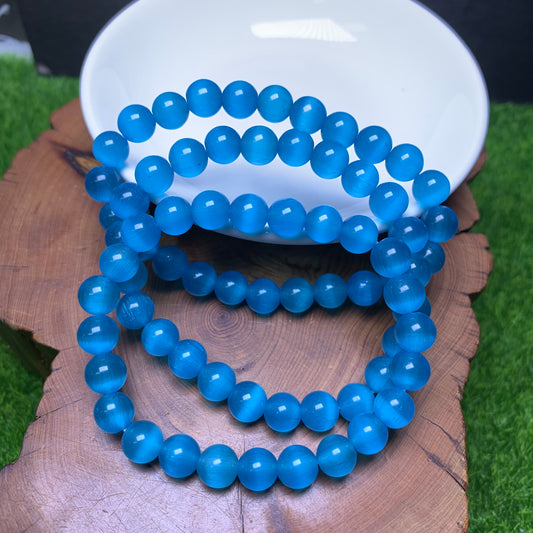 Blue cat eye(man-made) bracelet 8mm 1pc(SL168）