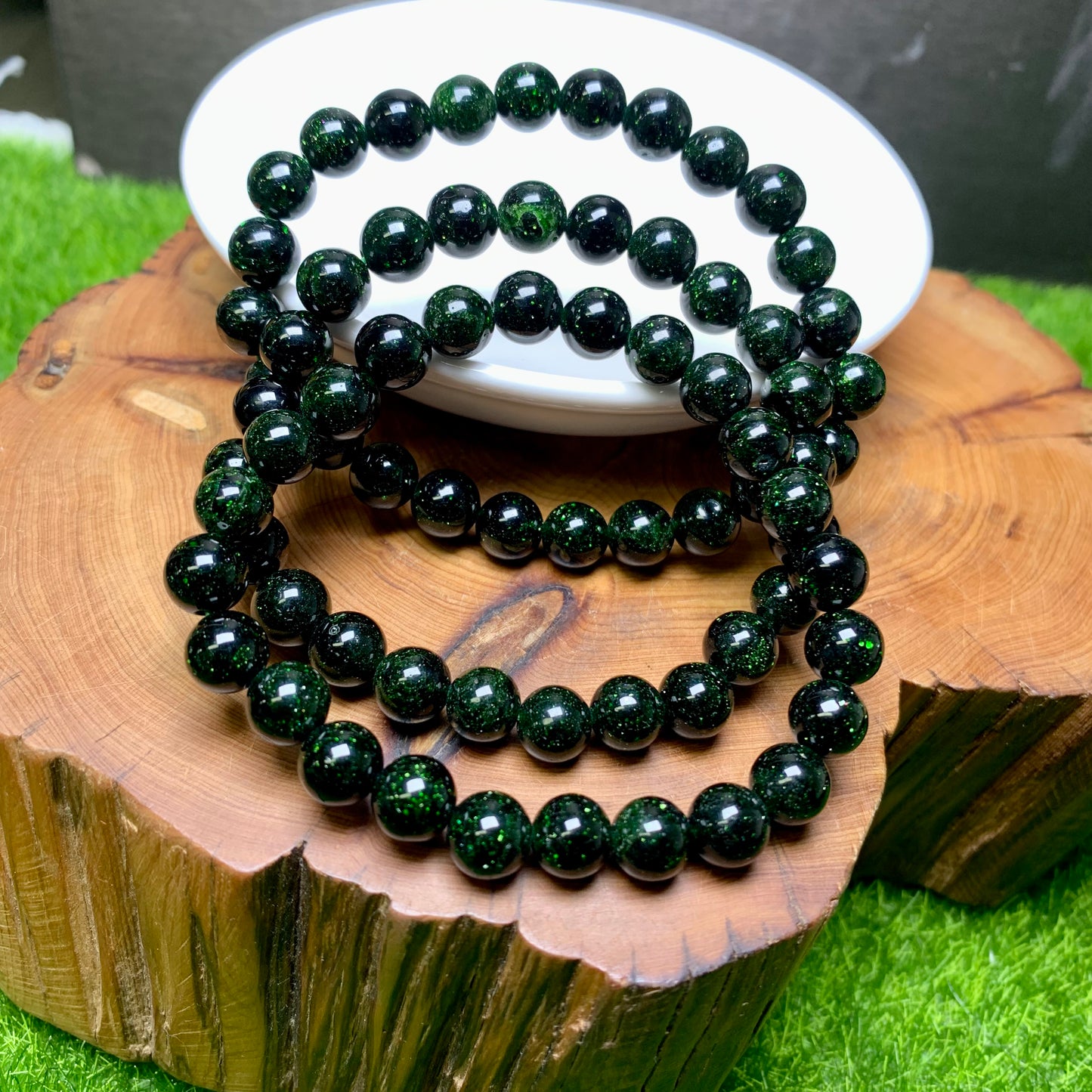 Green Sandstone（man-made) Bracelet 8mm 1pc (SL199)