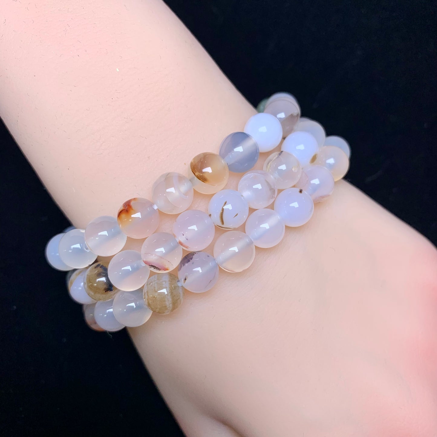 Black Flower Agate Bracelet 8mm 1pc (SL212)