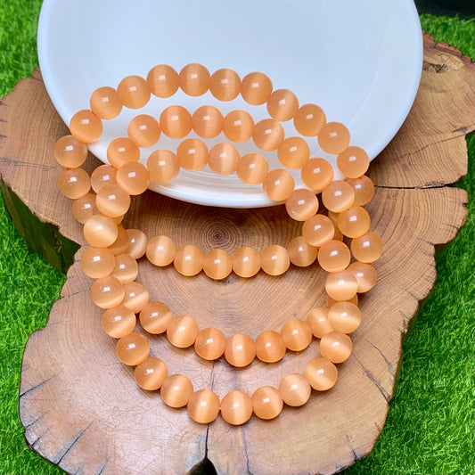 Orange Cat Eye (man-made) Bracelet 8mm 1pc (SL216)