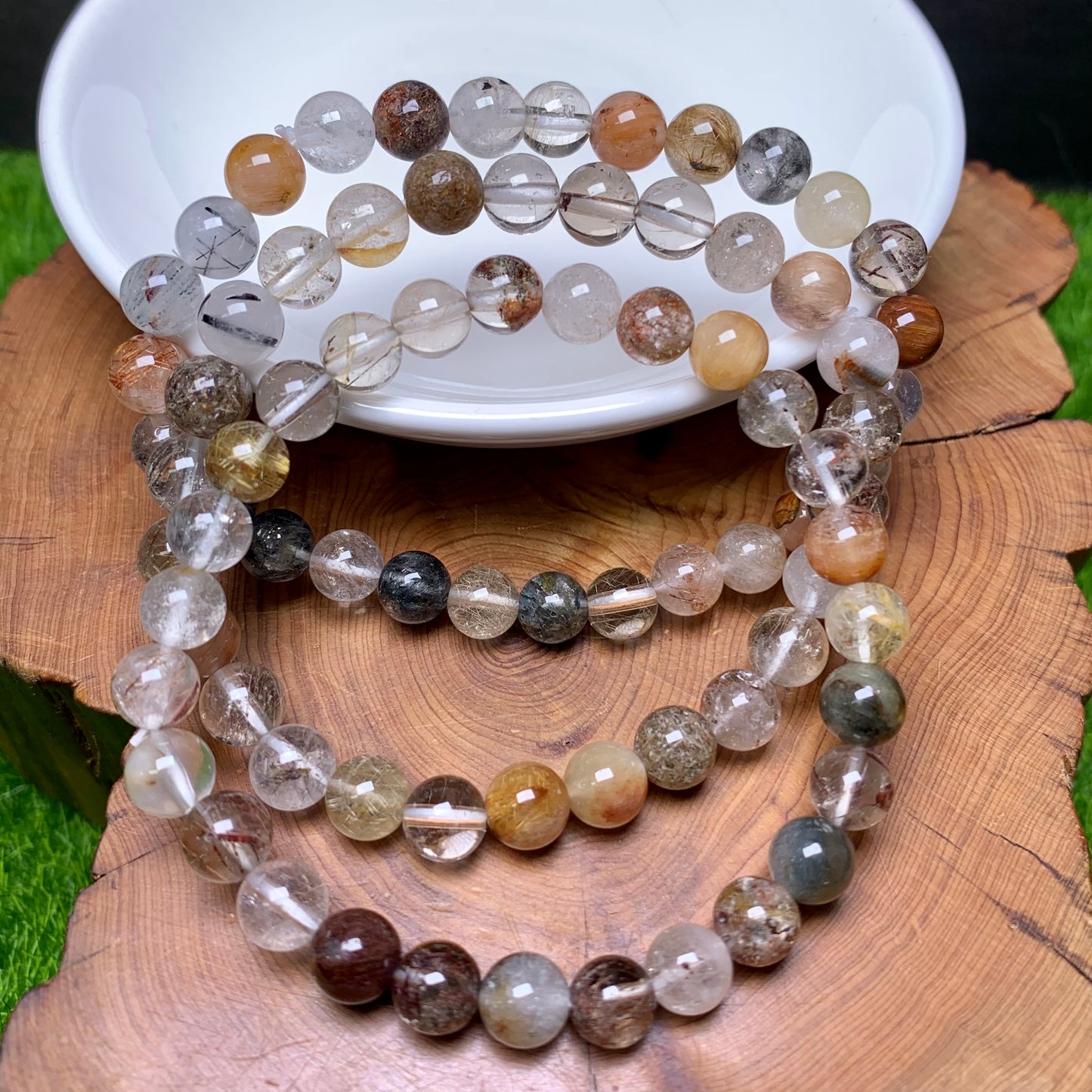 Rutile Symbiosis Garden Quartz bracelet 7mm 1pc(SL189)