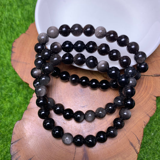 Silver obsidian bracelet 8mm 1pc(SL226)