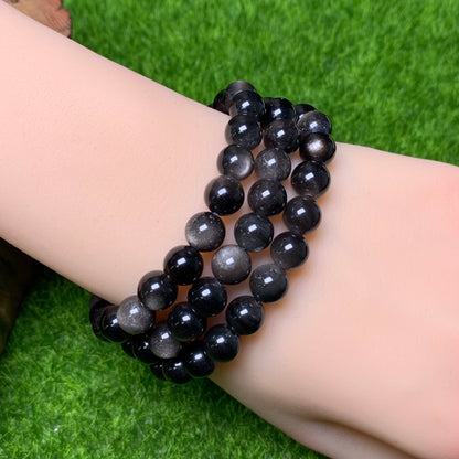 Silver obsidian bracelet 8mm 1pc(SL226)