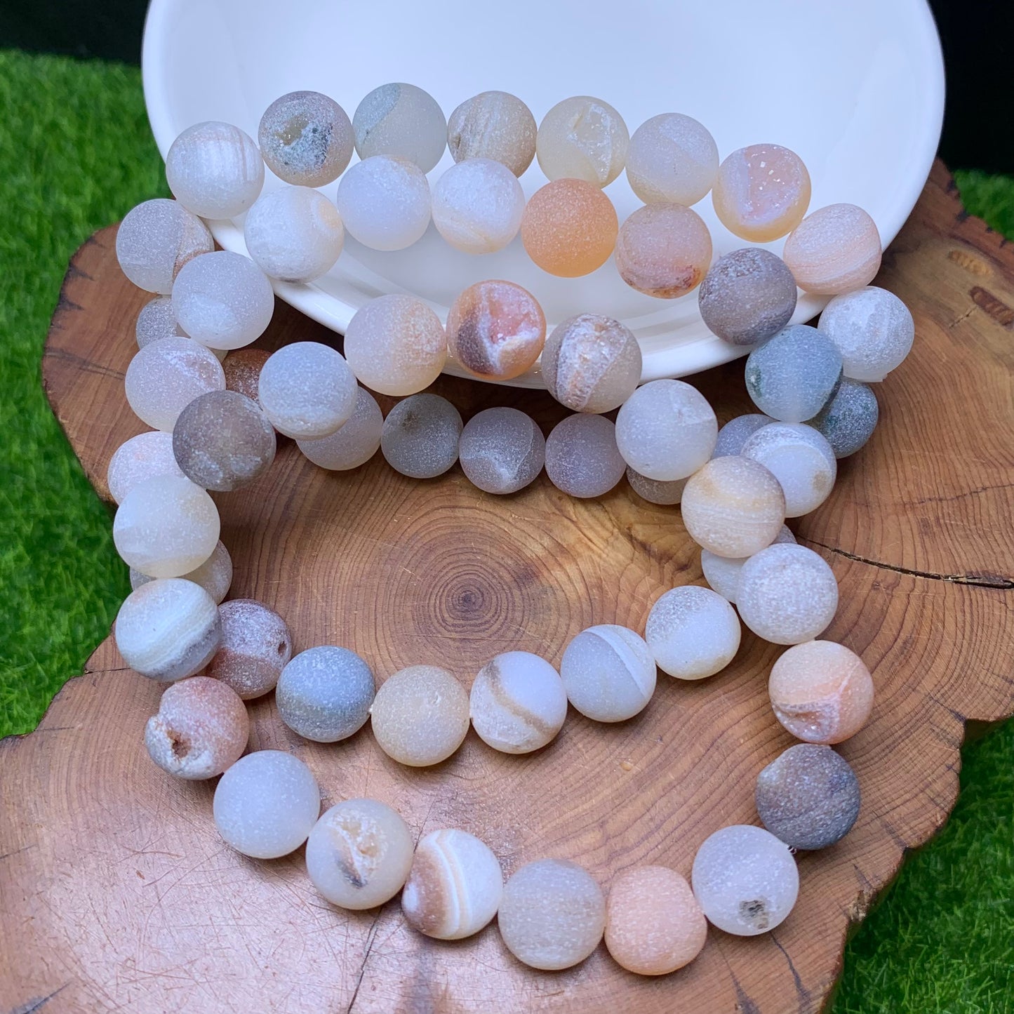 Matt Geode Agate bracelet 10mm 1pc（SL306）