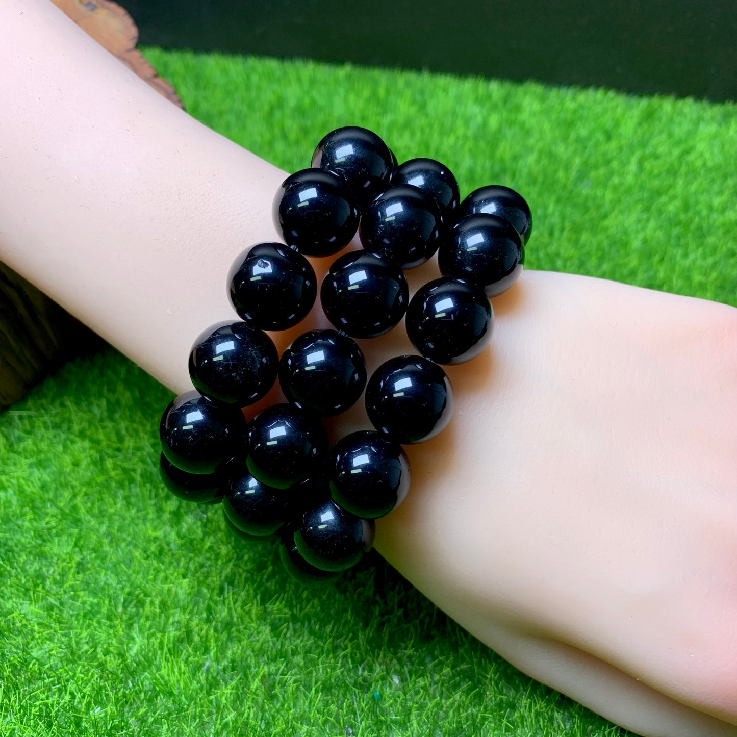 Black obsidian Bracelet 14mm 1pc (SL323)
