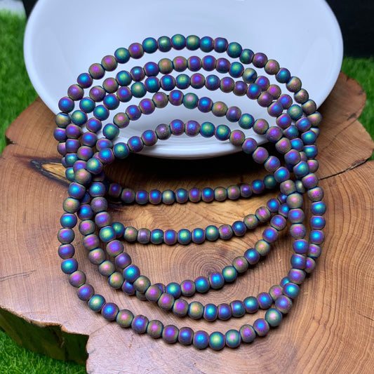 Matt aura hematite bracelet 4mm 1pc(SL355)