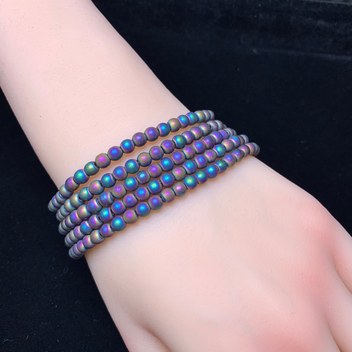 Matt aura hematite bracelet 4mm 1pc(SL355)