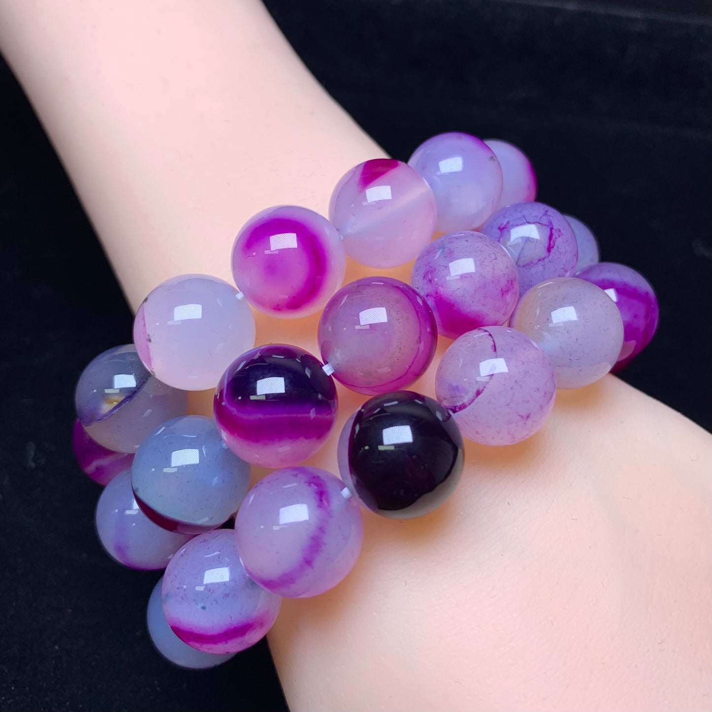 Purple Lace Agate (dyed) Bracelet 13-14mm (SL326)