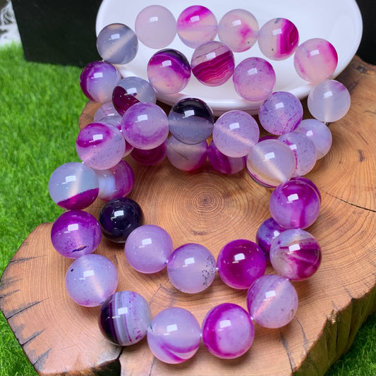 Purple Lace Agate (dyed) Bracelet 13-14mm (SL326)