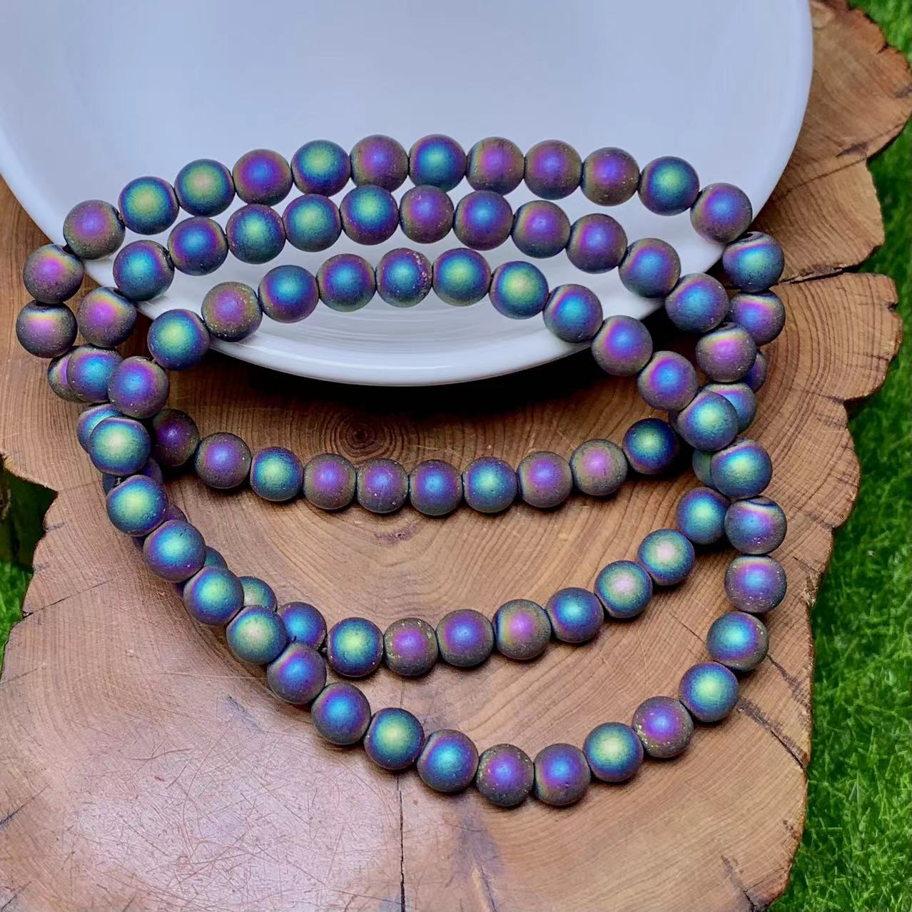 Matt Aura Hematite Bracelet 6mm 1pc (SL369)