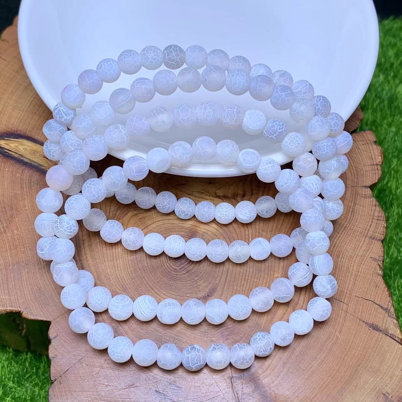 White Lace Agate (vein is man-made)Brcelelt 6mm 1pc (SL379)