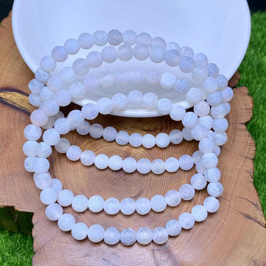 White Lace Agate (vein is man-made)Brcelelt 6mm 1pc (SL379)
