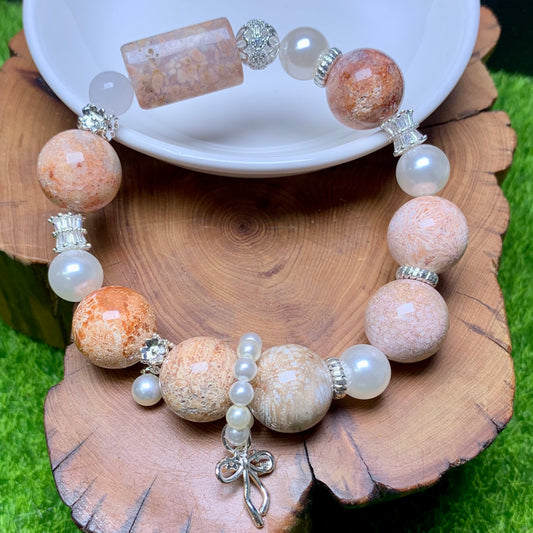 Cream coral bracelet 1pc（SL403）