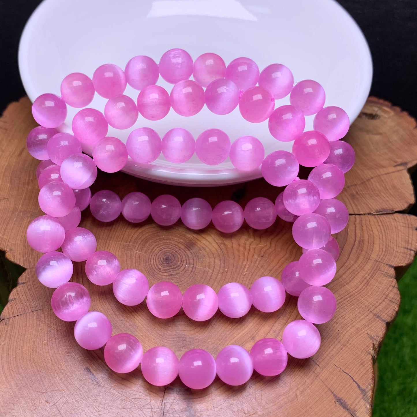 Pink selenite(dyed) bracelet 8mm 1pc(SL488)
