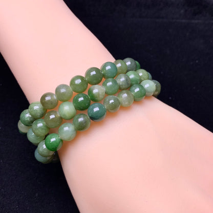 Russian Green Jade bracelet 7-8mm 1pc(SL483)