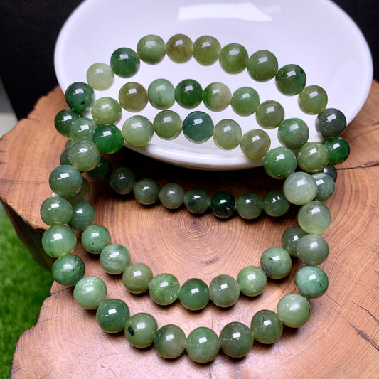 Russian Green Jade bracelet 7-8mm 1pc(SL483)