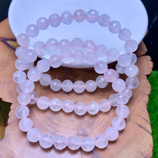 Rose quartz facet bracelet 8mm 1pc(SL506)