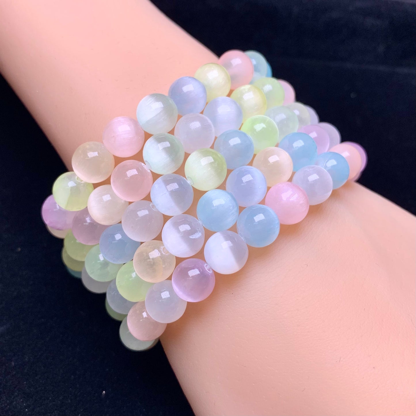 Macaroon selenite(dyed) bracelet 8mm 1pc(SL489)