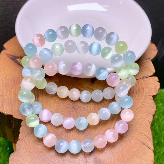Macaroon selenite(dyed) bracelet 8mm 1pc(SL489)