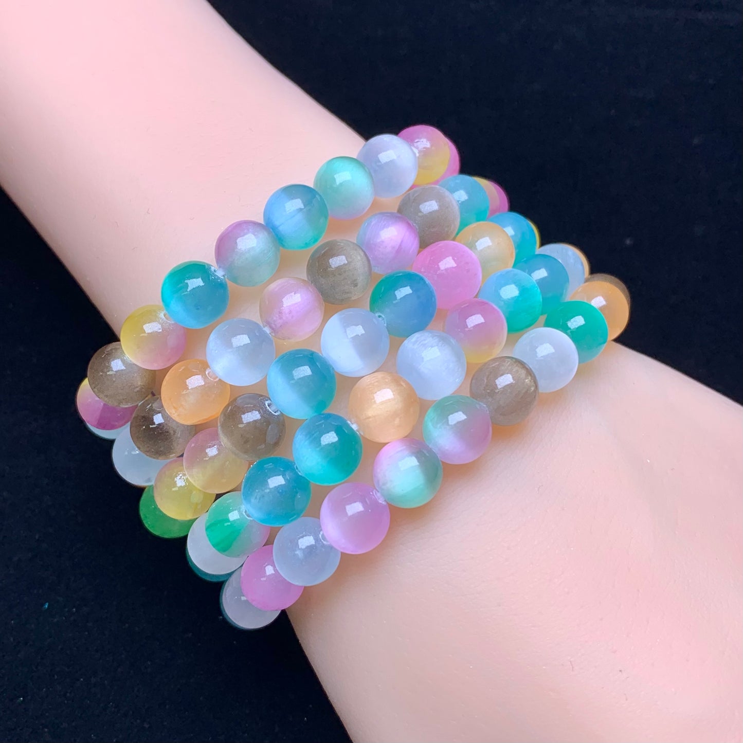 Rainbow selenite(dyed) bracelet 8mm 1pc(SL500)