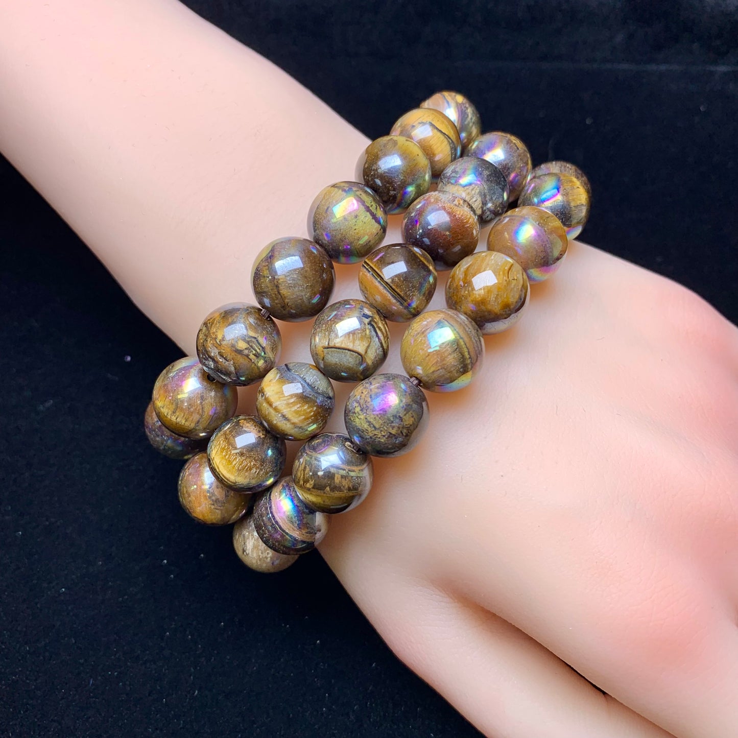 Aura tiger eye bracelet 12mm 1pc(SL508)