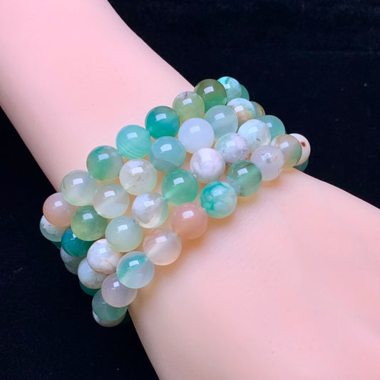Green flower agate(dyed) bracelet 8mm 1pc(SL503)
