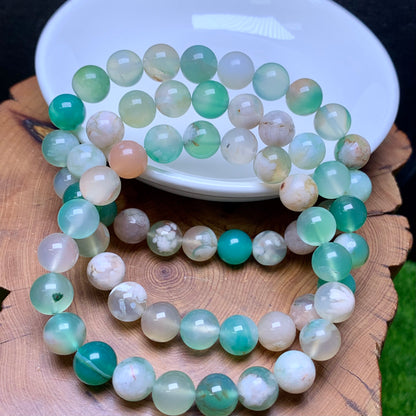 Green flower agate(dyed) bracelet 8mm 1pc(SL503)