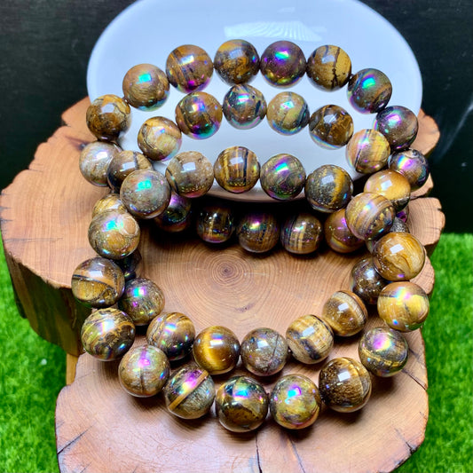Aura tiger eye bracelet 12mm 1pc(SL508)